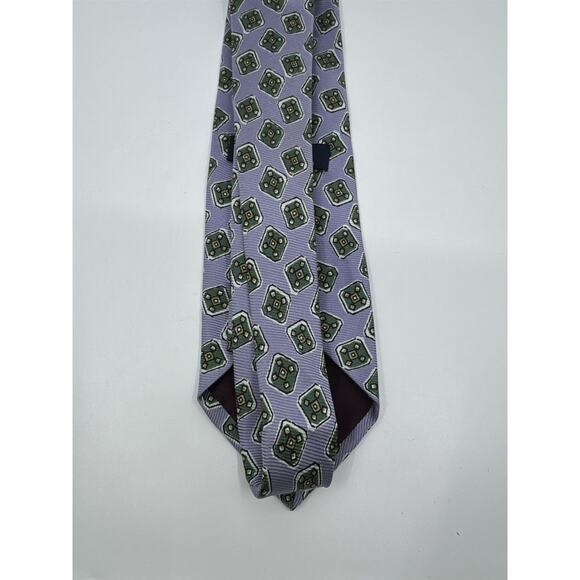 Light Blue Men's Neck Tie W/ Green Blocks Polo Ralph Lauren - Picture 4 of 10